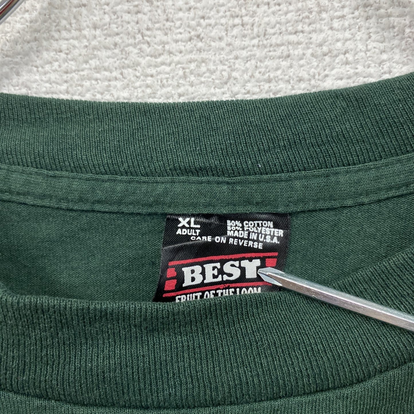 ～90s　BEST FRUIT OF THE LOOM　長袖Tシャツ/ロンT　シングルステッチ　緑　グリーン　XLサイズ