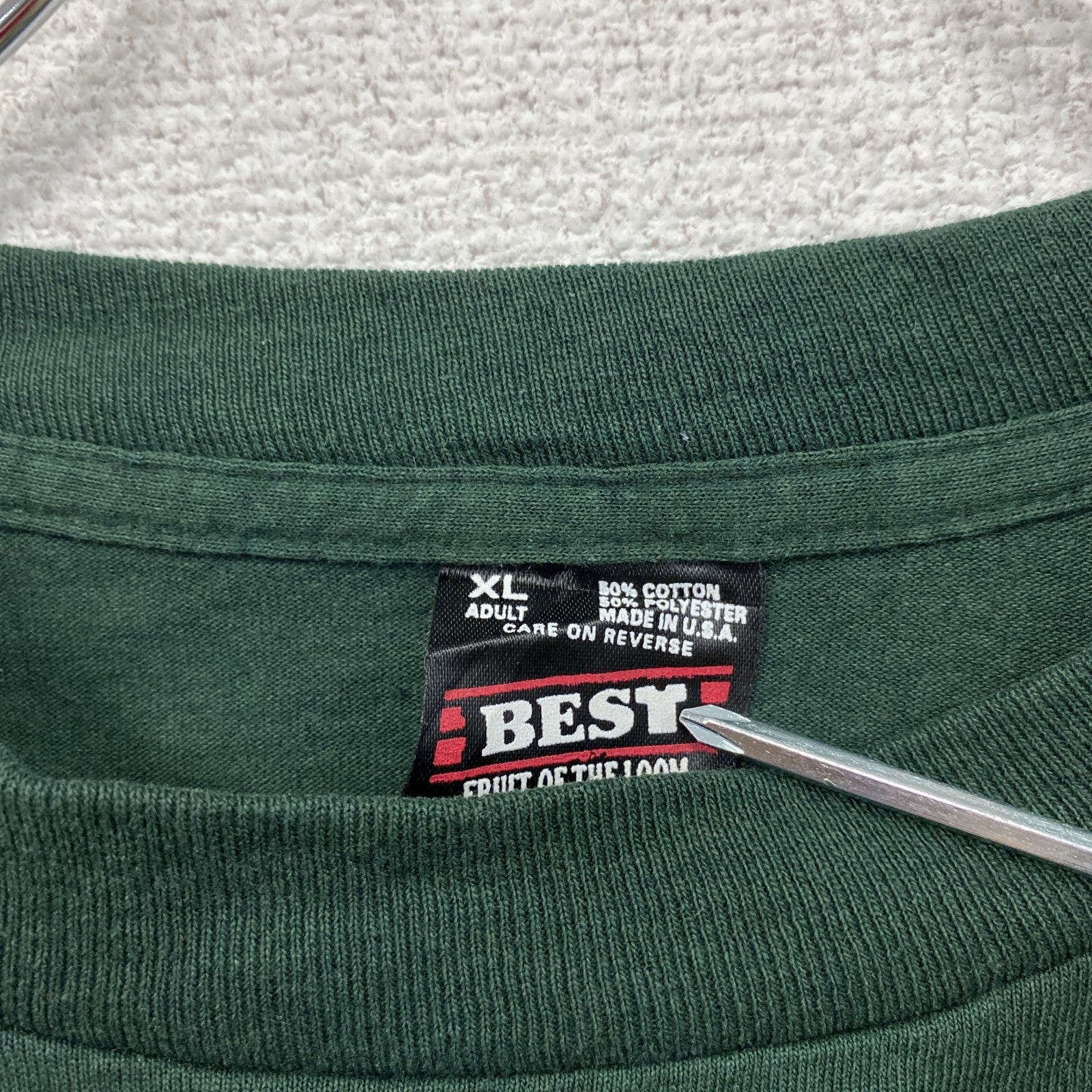 ～90s　BEST FRUIT OF THE LOOM　長袖Tシャツ/ロンT　シングルステッチ　緑　グリーン　XLサイズ