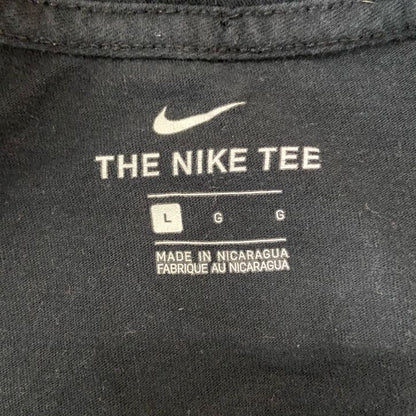 古着 used NIKE ナイキ　半袖プリントTシャツ　クルーネック　スウッシュロゴ　カジュアルデザイン　黒　ブラック　Lサイズ