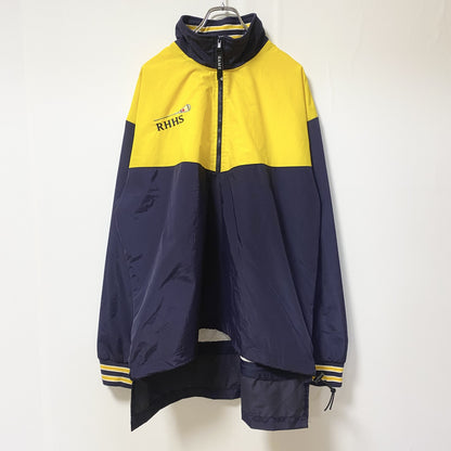 古着 used　GAME SPORTWEAR　長袖ハーフジップナイロンジャケット　プルオーバー　　黄　ネイビー　Mサイズ