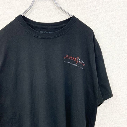 古着 used　GILDAN ギルダン　半袖プリントTシャツ　PLUMB LINE　クルーネック　黒　Dry Blend　Lサイズ