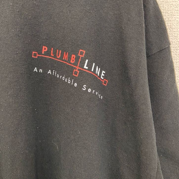 古着 used　GILDAN ギルダン　半袖プリントTシャツ　PLUMB LINE　クルーネック　黒　Dry Blend　Lサイズ