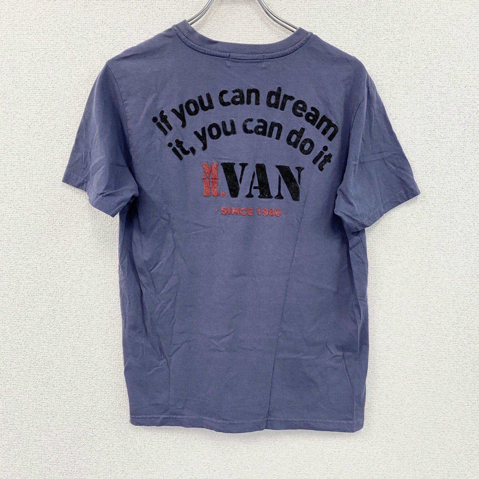 VAN JACKET INC.　ヴァンヂャケット　半袖Tシャツ　フロッキープリント　アーチプリント　紺　ネイビー　Mサイズ