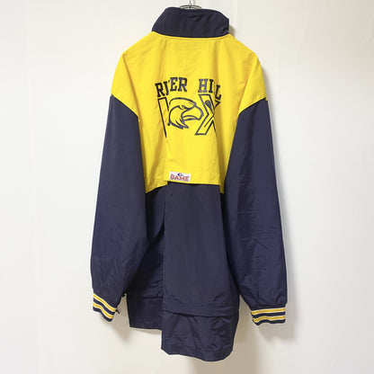 古着 used　GAME SPORTWEAR　長袖ハーフジップナイロンジャケット　プルオーバー　　黄　ネイビー　Mサイズ