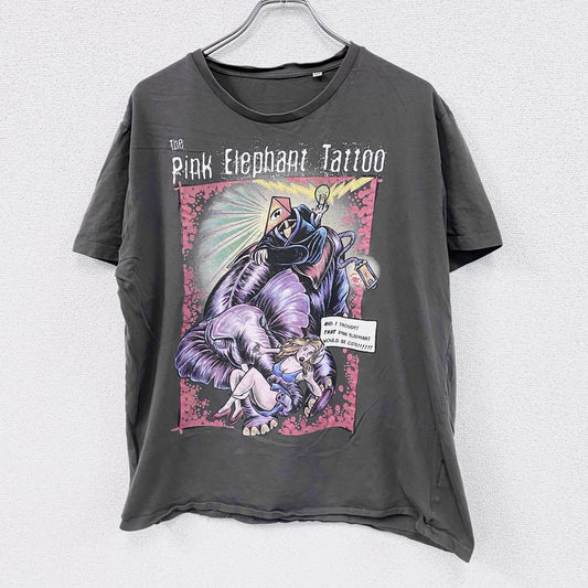 The Pink Elephant Tatoo　半袖プリントTシャツ　灰色　グレー　XXLサイズ