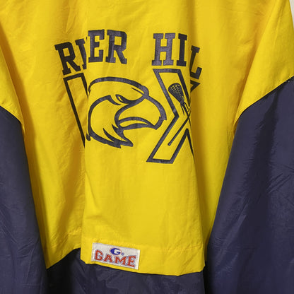 古着 used　GAME SPORTWEAR　長袖ハーフジップナイロンジャケット　プルオーバー　　黄　ネイビー　Mサイズ