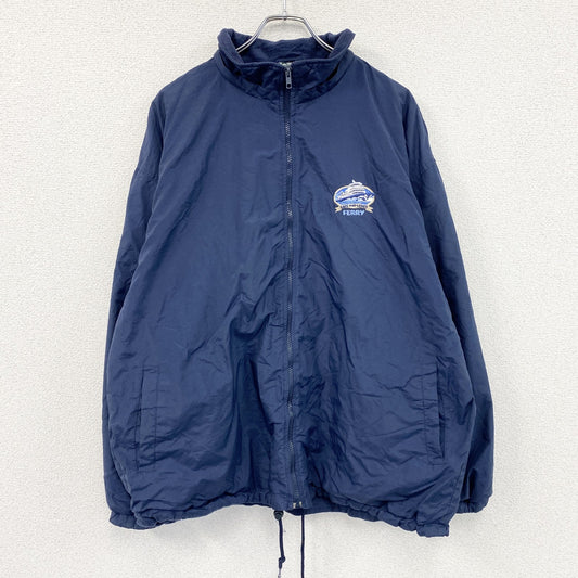 90s　King Star　キングスター　フルジップナイロンジャケット　ヴィンテージ　紺　ネイビー　XLサイズ