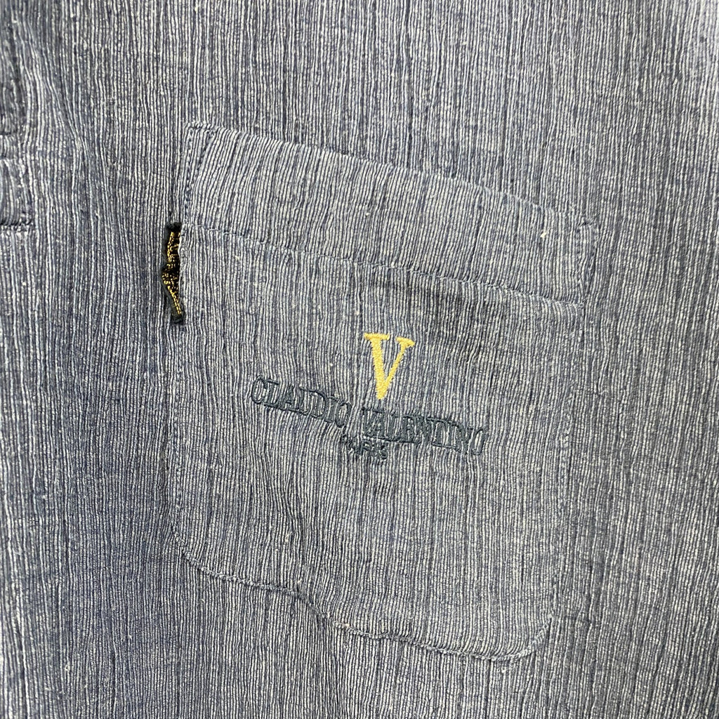 CLAUDIO VALENTINO　クラウディオヴァレンティノ　半袖ポロシャツ　刺繡ロゴ　紺　ネイビー　Lサイズ