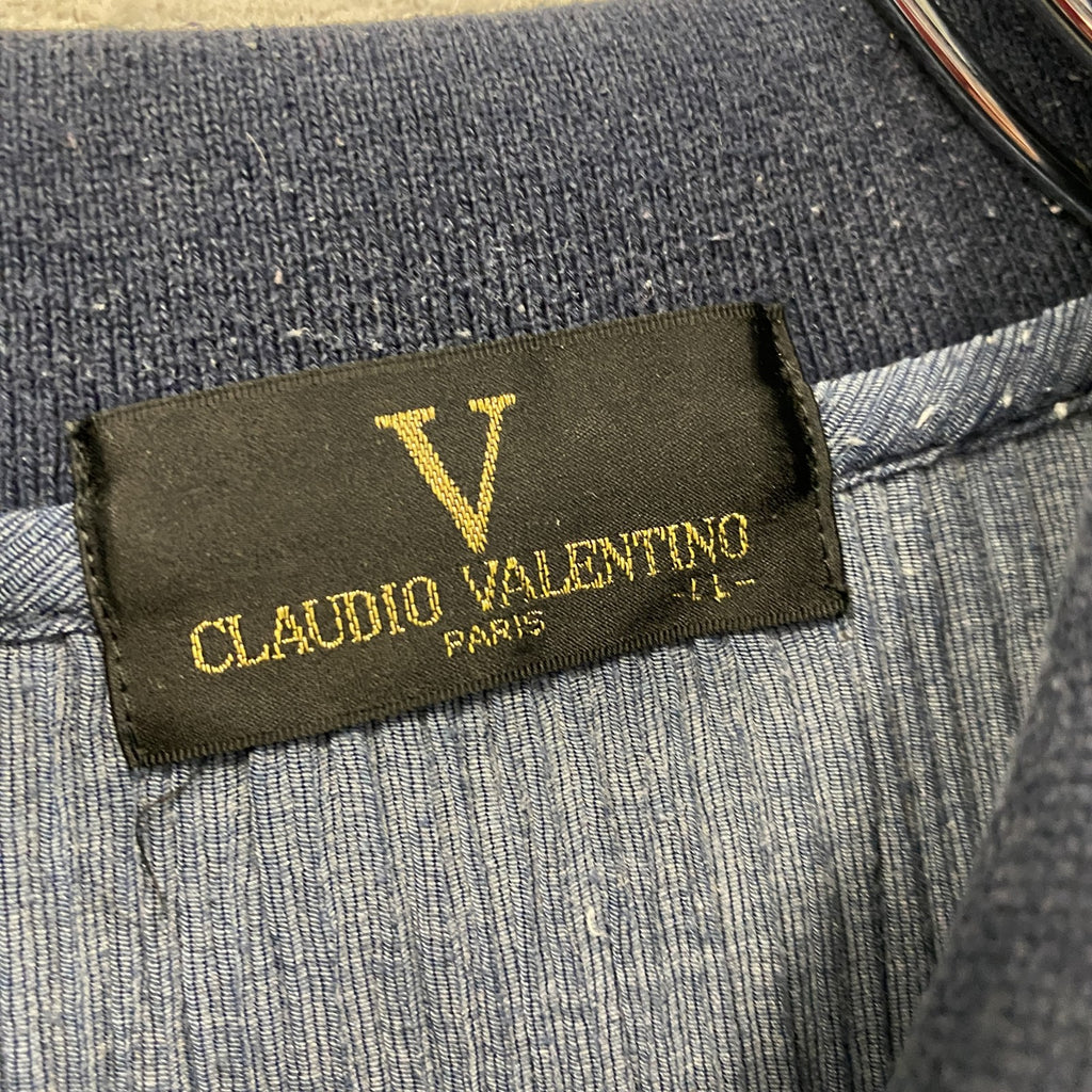 CLAUDIO VALENTINO　クラウディオヴァレンティノ　半袖ポロシャツ　刺繡ロゴ　紺　ネイビー　Lサイズ