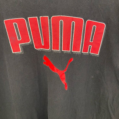 着 used PUMA プーマ　半袖ビッグロゴプリントTシャツ　クルーネック　スポーツウェア　レトロ　黒　ブラック　Mサイズ