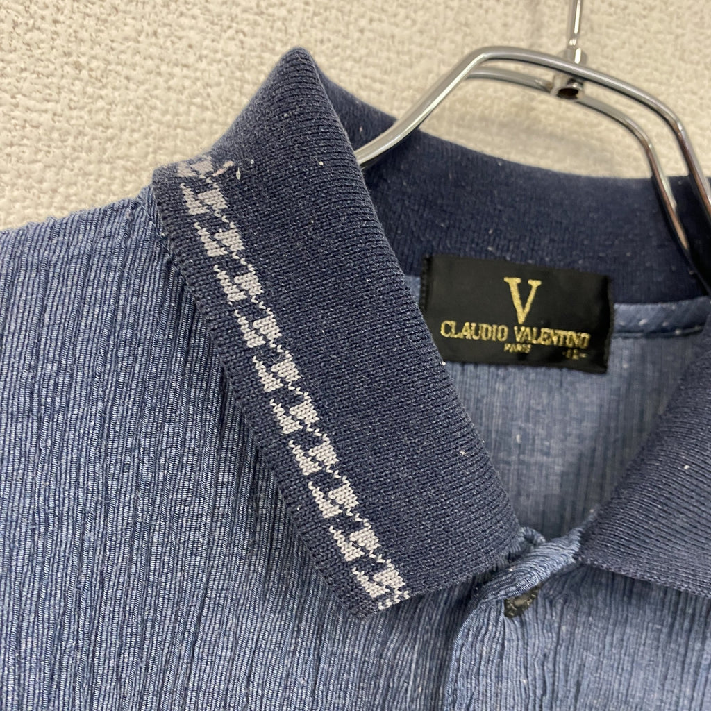 CLAUDIO VALENTINO　クラウディオヴァレンティノ　半袖ポロシャツ　刺繡ロゴ　紺　ネイビー　Lサイズ