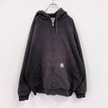 ～00s　Carhartt　カーハート　フルジップスウェットパーカー/フーディー　フェード　黒　ブラック　