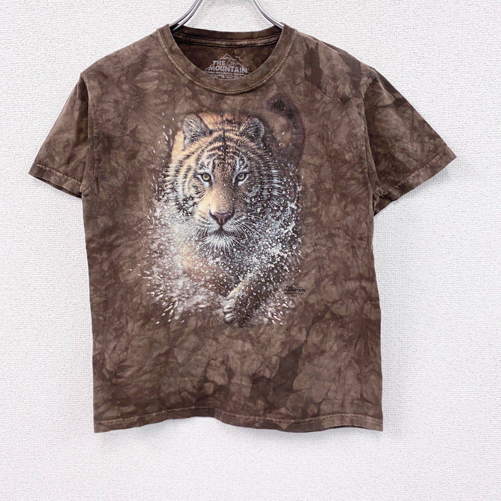 THE MOUNTAIN ザマウンテン 半袖プリントTシャツ 虎 茶色 ブラウン L