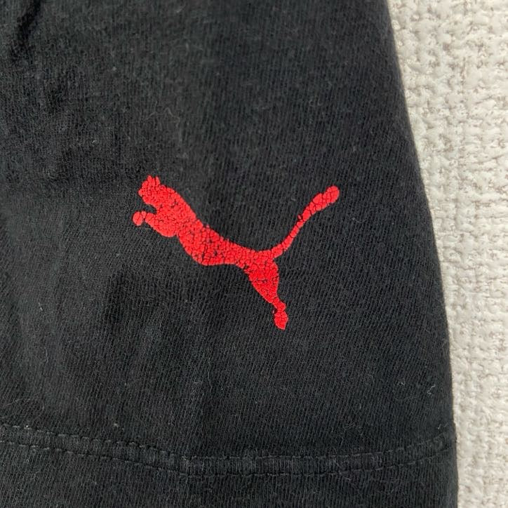 着 used PUMA プーマ　半袖ビッグロゴプリントTシャツ　クルーネック　スポーツウェア　レトロ　黒　ブラック　Mサイズ