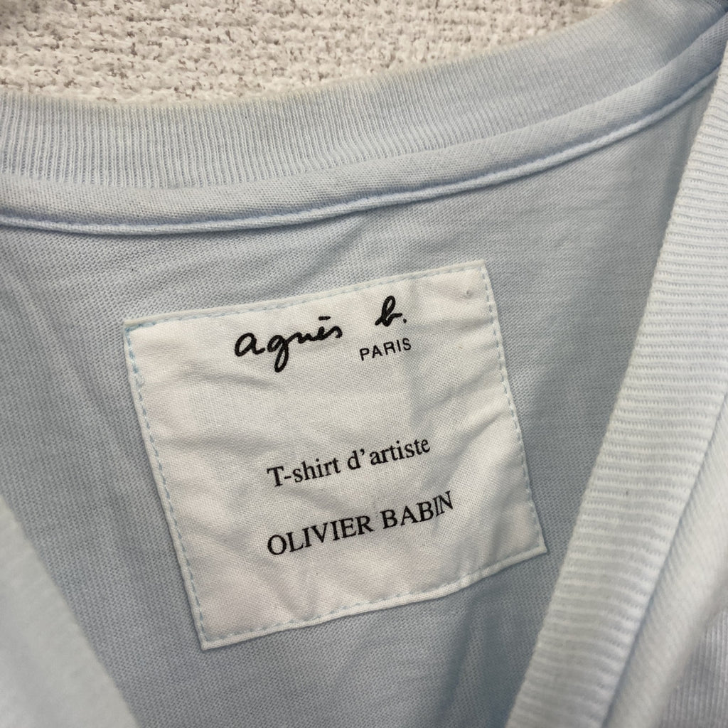 Agnes b.　アニエスベー　半袖プリントTシャツ　水色　ライトブルー　3サイズ