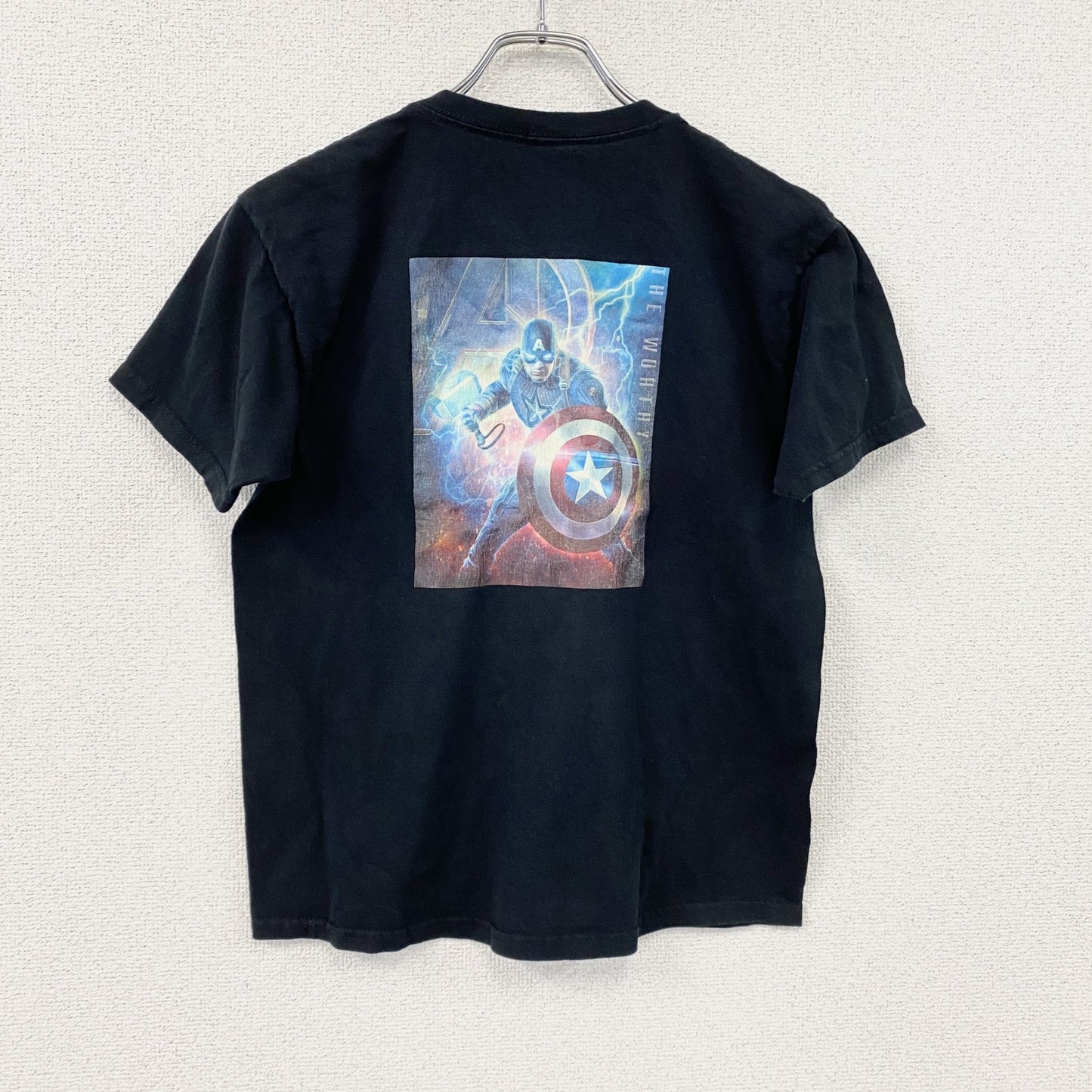 MARVEL　マーベル　Captain America　キャプテンアメリカ　半袖プリントキャラクターTシャツ　黒　ブラック