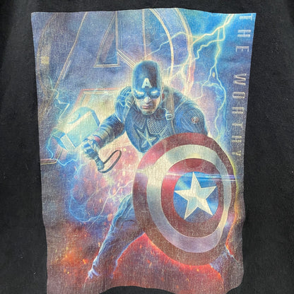 MARVEL　マーベル　Captain America　キャプテンアメリカ　半袖プリントキャラクターTシャツ　黒　ブラック