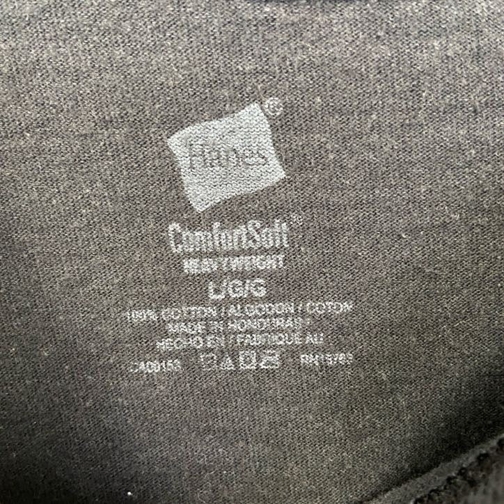 古着 used　Hanes ヘインズ　半袖バックプリントTシャツ　FEAR NO EVIL　クルーネック　黒　ブラック　Lサイズ