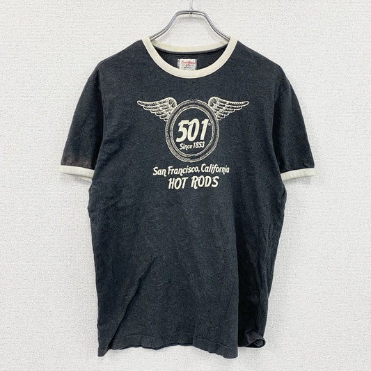 Levi's　リーバイス　半袖プリントTシャツ　リンガーT　グレー　Lサイズ