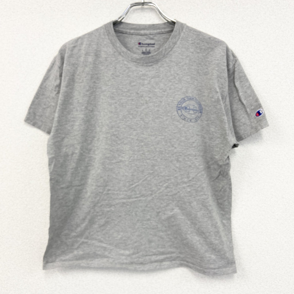 champion　チャンピオン　半袖プリントTシャツ　デカロゴ　両面プリント　現行　灰色　グレー　Lサイズ
