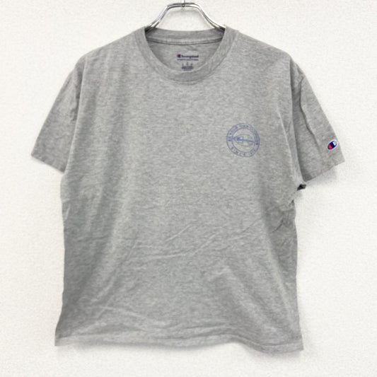 champion　チャンピオン　半袖プリントTシャツ　デカロゴ　両面プリント　現行　灰色　グレー　Lサイズ