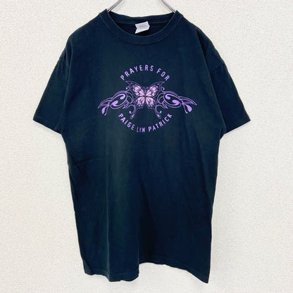 古着 used　GILDAN ギルダン　半袖プリントTシャツ　バタフライデザイン　Y2K　クルーネック　黒　ブラック　Mサイズ