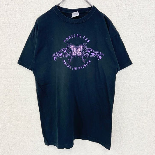 古着 used　GILDAN ギルダン　半袖プリントTシャツ　バタフライデザイン　Y2K　クルーネック　黒　ブラック　Mサイズ
