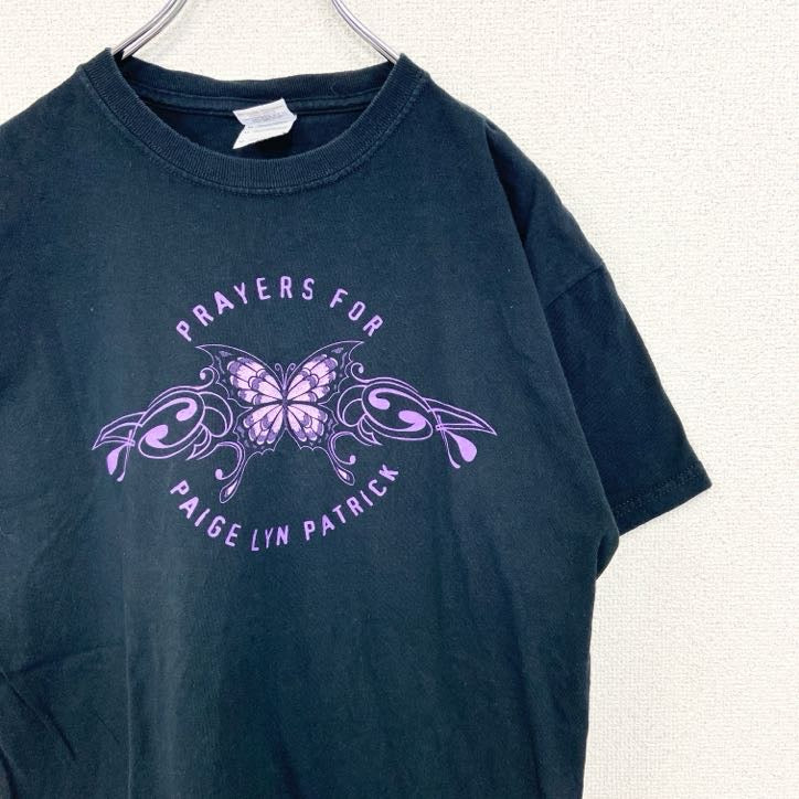 古着 used　GILDAN ギルダン　半袖プリントTシャツ　バタフライデザイン　Y2K　クルーネック　黒　ブラック　Mサイズ