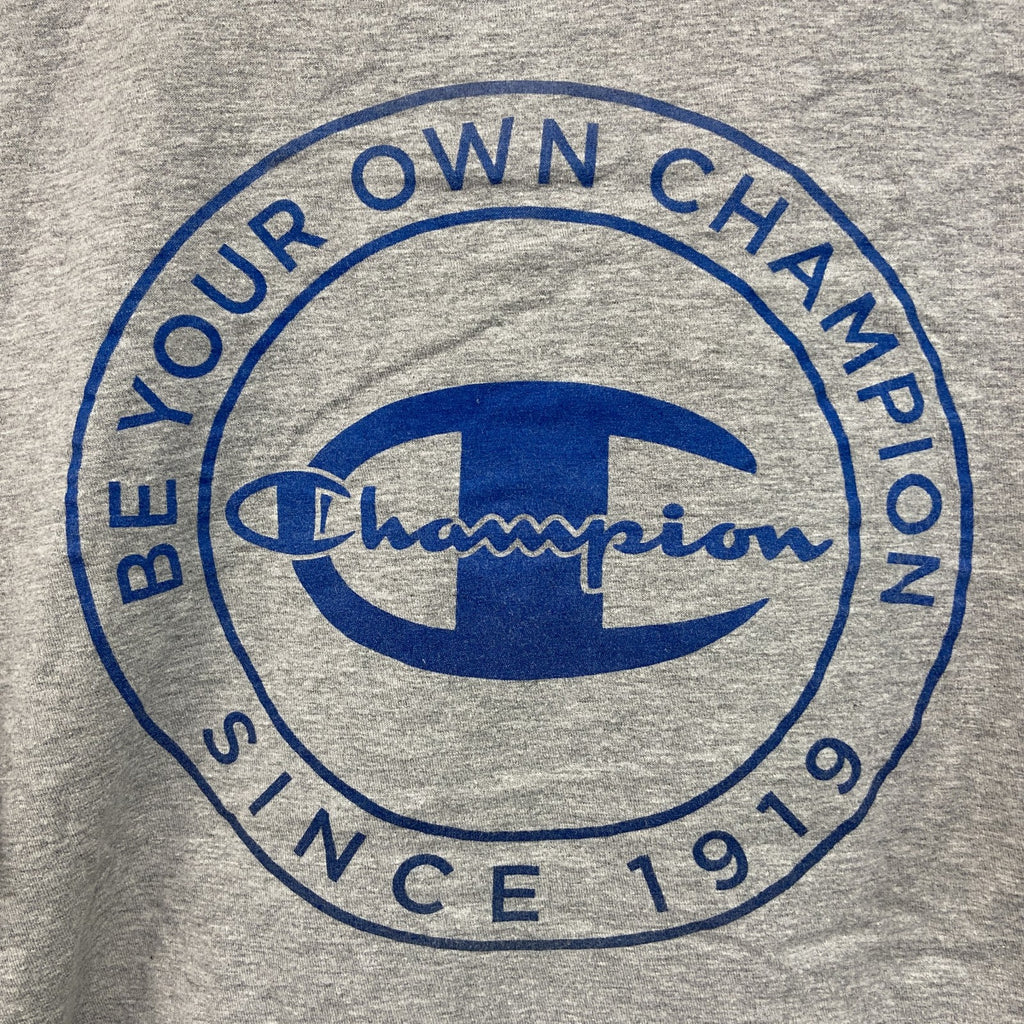 champion　チャンピオン　半袖プリントTシャツ　デカロゴ　両面プリント　現行　灰色　グレー　Lサイズ