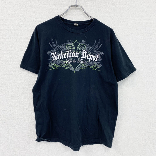 anvil　アンヴィル　Nutrition Depot　半袖プリントTシャツ　企業T　両面プリント　黒　ブラック　Lサイズ