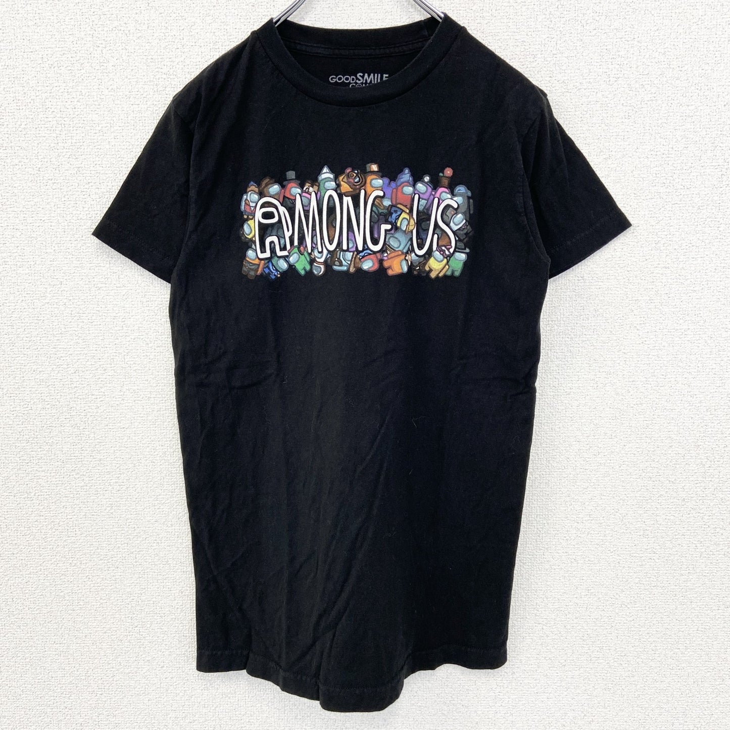 古着 used　Among us アモングアス　半袖ゲームプリントTシャツ　レトロデザイン　クルーネック　黒　ブラック　Sサイズ