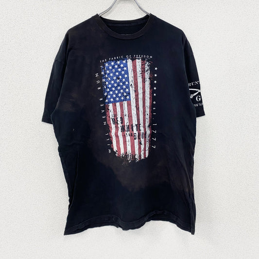 GRUNT STYLE　半袖プリントTシャツ　星条旗　英字プリント　黒　ブラック　2XLサイズ