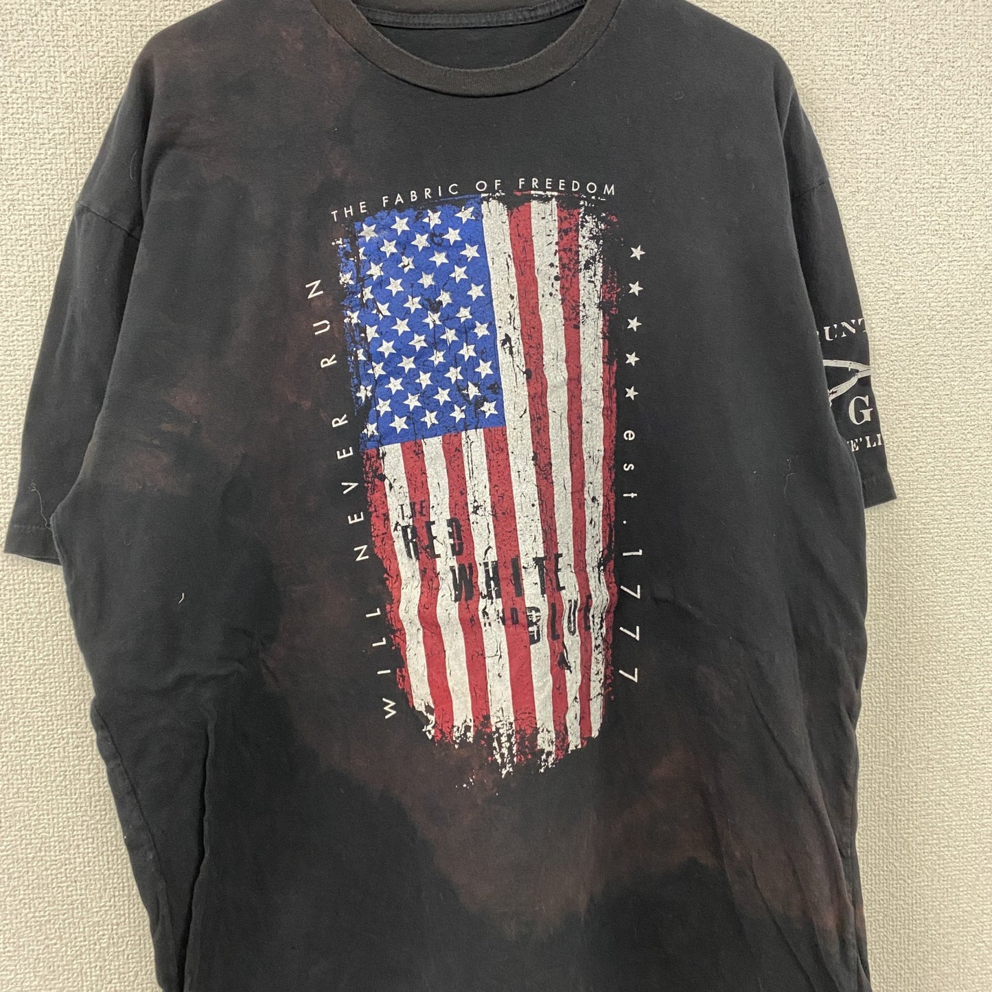 GRUNT STYLE　半袖プリントTシャツ　星条旗　英字プリント　黒　ブラック　2XLサイズ