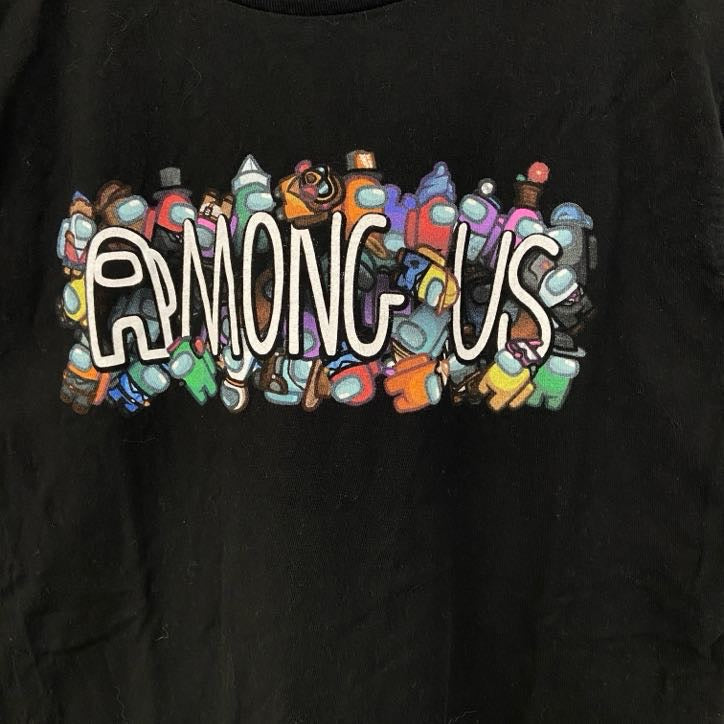 古着 used　Among us アモングアス　半袖ゲームプリントTシャツ　レトロデザイン　クルーネック　黒　ブラック　Sサイズ
