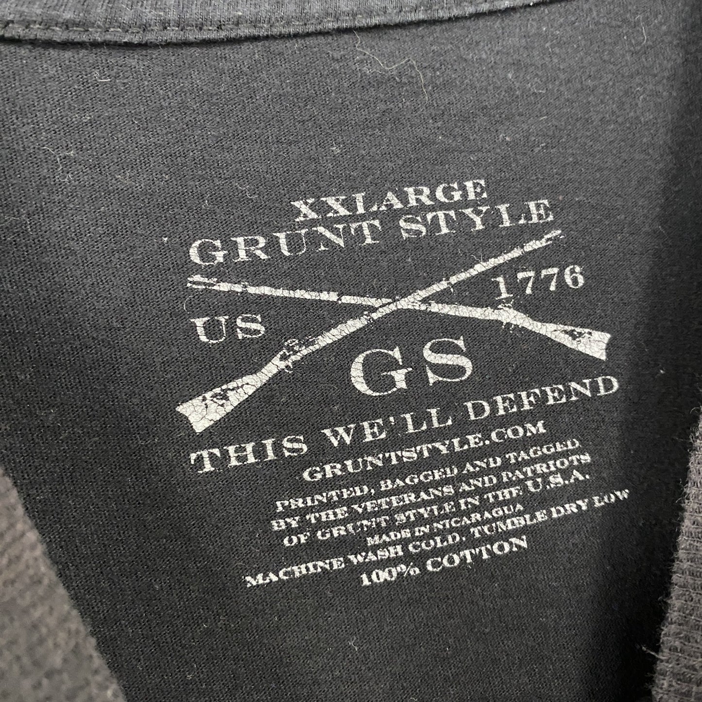 GRUNT STYLE　半袖プリントTシャツ　星条旗　英字プリント　黒　ブラック　2XLサイズ