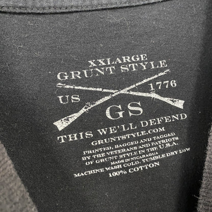 GRUNT STYLE　半袖プリントTシャツ　星条旗　英字プリント　黒　ブラック　2XLサイズ
