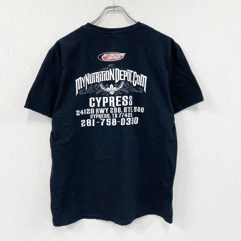 anvil　アンヴィル　Nutrition Depot　半袖プリントTシャツ　企業T　両面プリント　黒　ブラック　Lサイズ