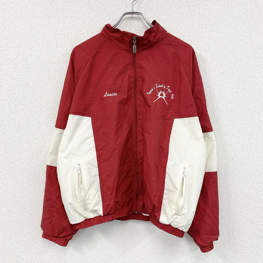 90s　Holloway　ホロウェイ　フルジップナイロンジャケット　刺繍ロゴ　ヴィンテージ　赤　レッド　Lサイズ