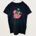 古着 used　BRISCO　半袖プリントTシャツ　フラミンゴ　スカル　レトロデザイン　クルーネック　黒　ブラック　Sサイズ
