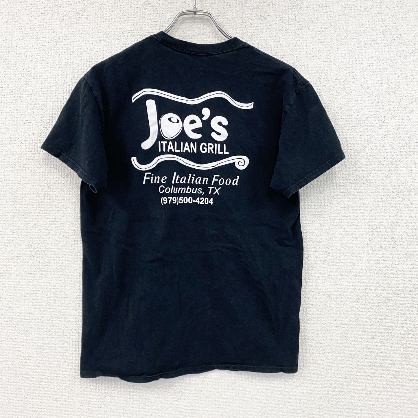 GILDAN　ギルダン　半袖プリントTシャツ　企業ロゴ　デカロゴ　英字プリント　両面プリント　クルーネック　黒　ブラック　Mサイズ