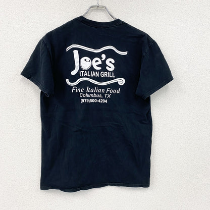 GILDAN　ギルダン　半袖プリントTシャツ　企業ロゴ　デカロゴ　英字プリント　両面プリント　クルーネック　黒　ブラック　Mサイズ