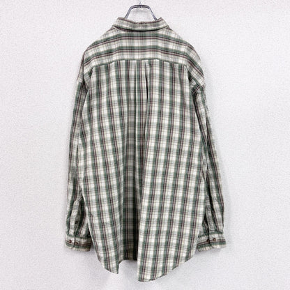 90s～　OLD GAP　オールドギャップ　長袖シャツ　白タグ　2つポケット　チェック柄　緑　グリーン　XLサイズ
