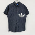 adidas　アディダス　半袖シャツ　チェック柄　黒　ブラック　0サイズ