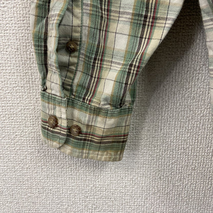 90s～　OLD GAP　オールドギャップ　長袖シャツ　白タグ　2つポケット　チェック柄　緑　グリーン　XLサイズ
