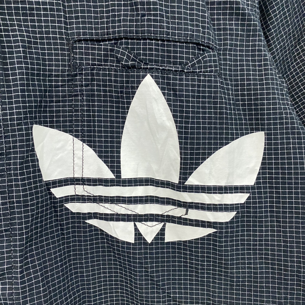 adidas　アディダス　半袖シャツ　チェック柄　黒　ブラック　0サイズ