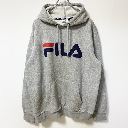 FILA　フィラ　スウェットパーカー/フーディー　デカロゴ　スポーツミックス　灰色　グレー　Lサイズ