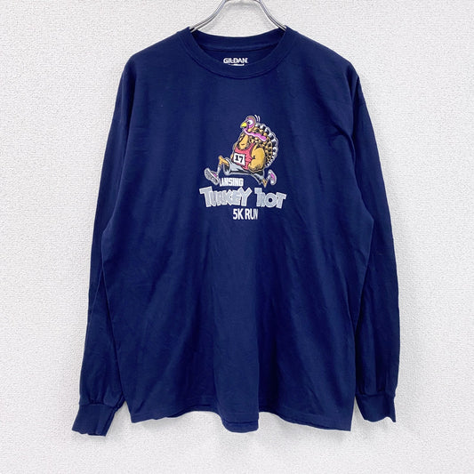 GILDAN　ギルダン　長袖Tシャツ/ロンT　紺　ネイビー　XLサイズ