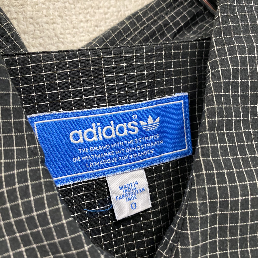 adidas　アディダス　半袖シャツ　チェック柄　黒　ブラック　0サイズ