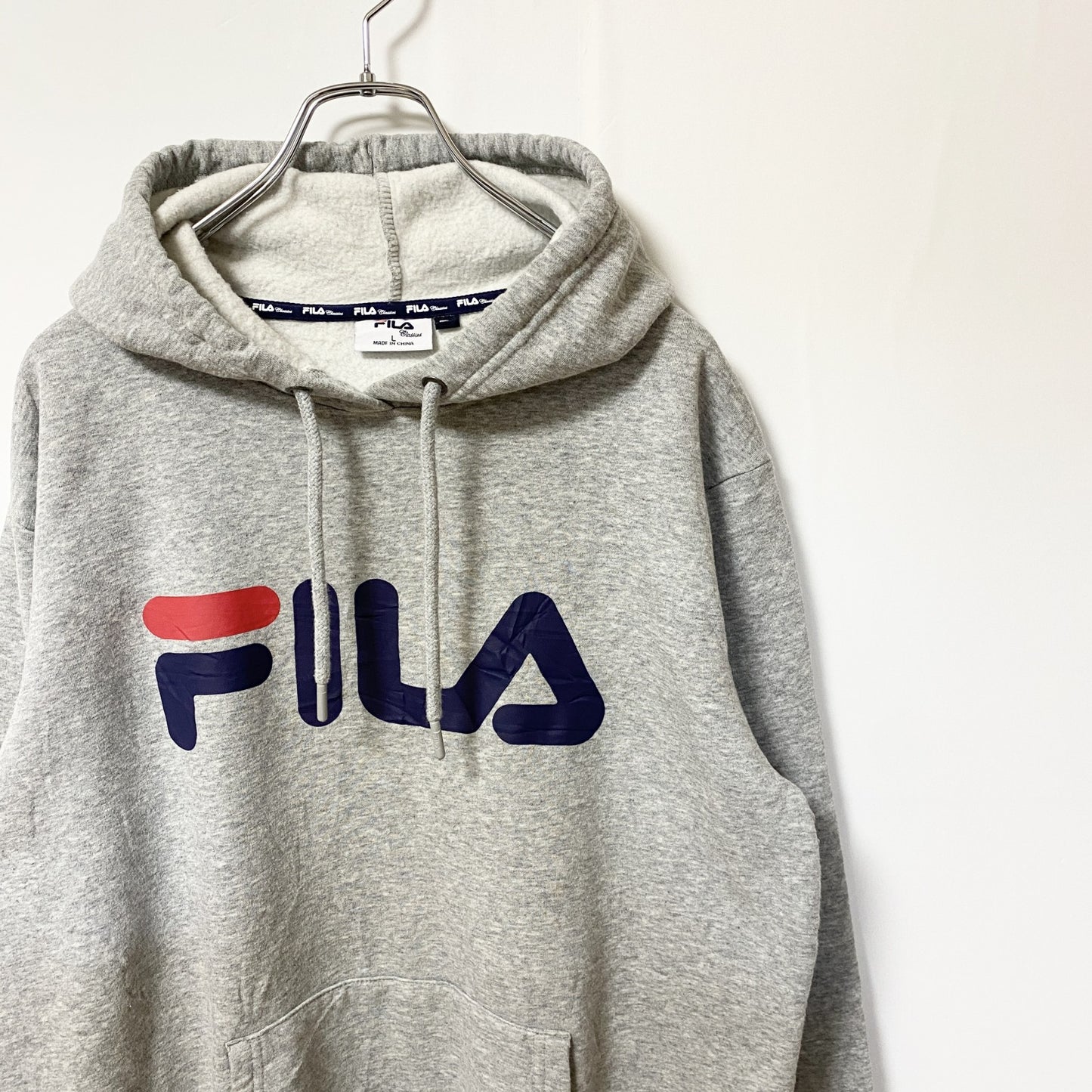 FILA　フィラ　スウェットパーカー/フーディー　デカロゴ　スポーツミックス　灰色　グレー　Lサイズ