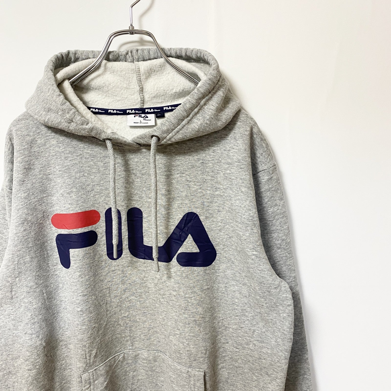 FILA　フィラ　スウェットパーカー/フーディー　デカロゴ　スポーツミックス　灰色　グレー　Lサイズ